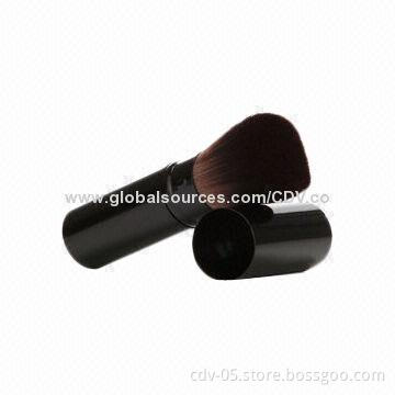 Retractable makeup brush,made of aluminum handle and synthetic bristles,various colors are available